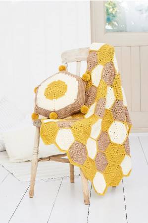 Honeycomb Blanket and Cushion in Stylecraft Bellissima DK (9614)