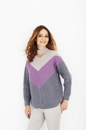 ladies sweater with chevron design in three colours