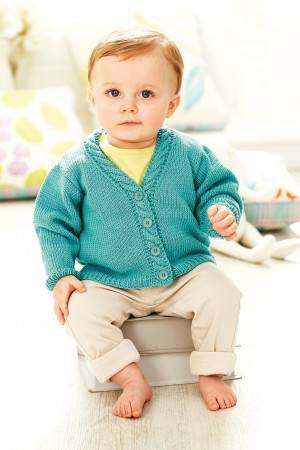 Knitted cardigan for babies with cable border
