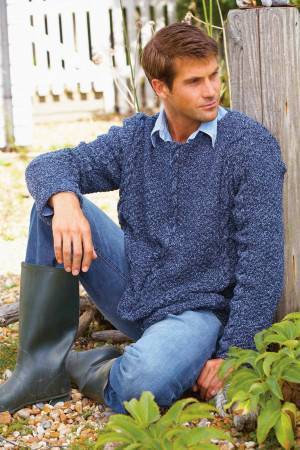 Long-sleeved knitted sweater for a man with cables 
