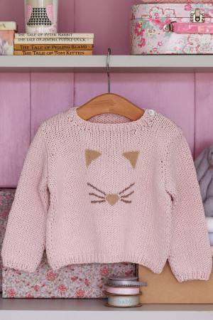 Cat Face Baby Jumper Knitting Pattern - The Knitting Network