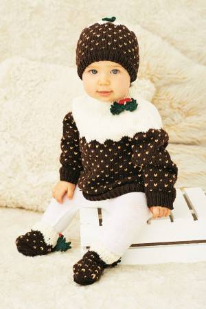 Christmas Pudding Jumper, Hat & Socks Baby And Childrens Knitting Pattern - The Knitting Network