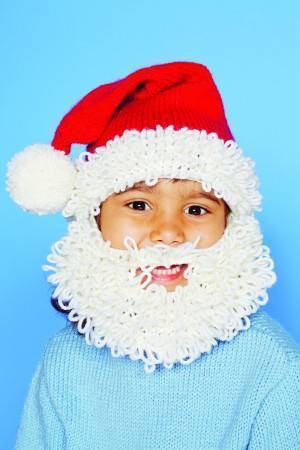 Children's knitted Santa hat with beard