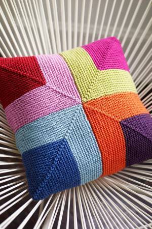 Cushion Cover With Squares Knitting Pattern - The Knitting Network