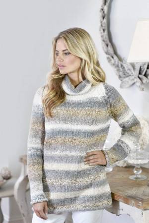 Roll Neck Raglan Sweater Knitting Pattern