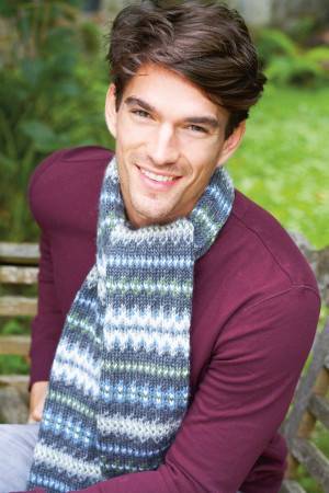 Knitted fair isle scarf for men