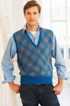 V-neck Fair Isle sleeveless knitted sweater for men from 1952
