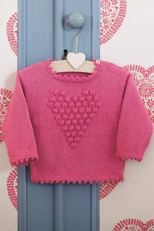 Girls Bobble Heart Jumper Knitting Pattern - The Knitting Network