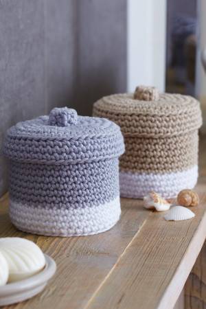 Crocheted storage pots with lids