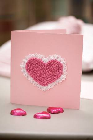 Crochet heart for personalised Valentine's Day card