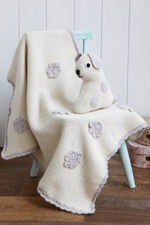Crocheted vintage dog toy and baby blanket