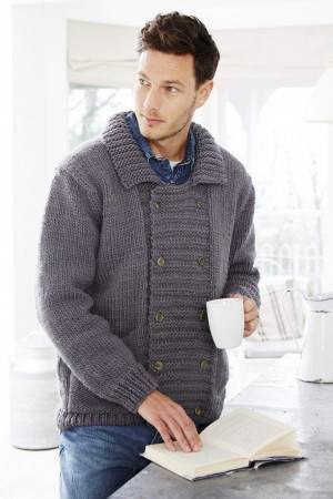 mens double breasted cardigan with a collar