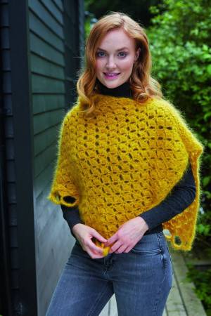 Mustard yellow crocheted top for women
