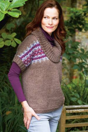 Knitted fair isle cowl neck top for ladies