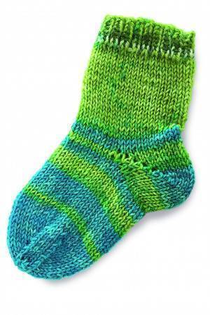 Green and blue striped socks for babies