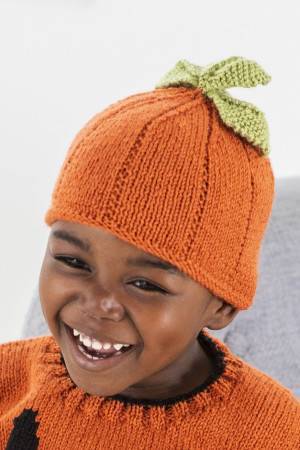 Childs knitting pattern for a pumpkin hat