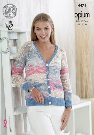 Cardigan and Hoodie in King Cole Opium, Opium Palette and Bamboo Cotton DK (4471)