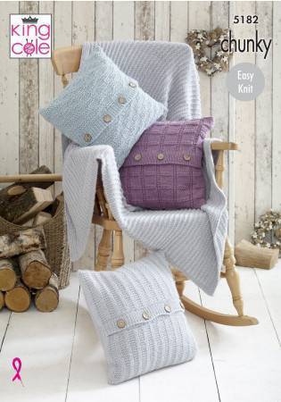 Blanket and Cushions in King Cole Timeless Chunky (5182)
