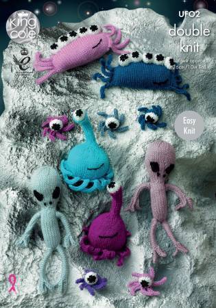 Aliens Knitted in King Cole Dollymix (UFO2)