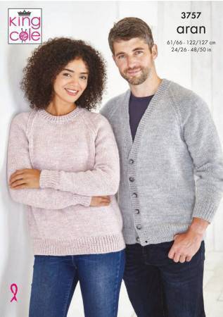 Cardigan and Sweater in King Cole Fashion Aran (3757)