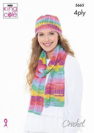 Scarf, Hat and Wrap in King Cole Summer 4 Ply (5663)