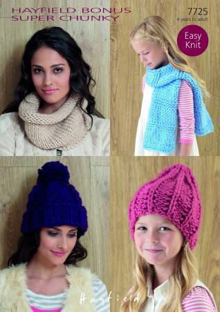 Hats, Snood and Scarf in Hayfield Bonus Super Chunky (7725)