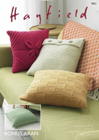 Cushion Covers in Hayfield Bonus Aran (7803)