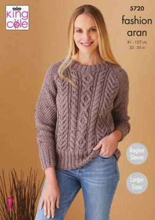 Sweater and Cardigan in King Cole Fashion Aran (5720)