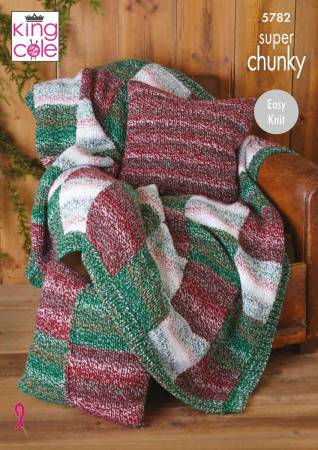 Blanket, Bed Runner and Cushions in King Cole Christmas Super Chunky (5782)
