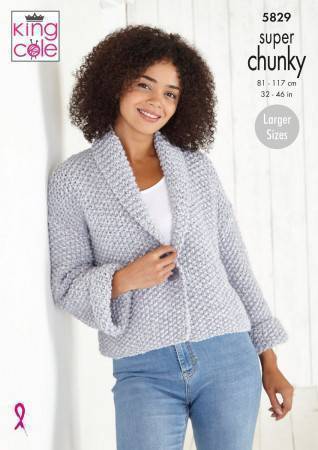 Cardigan and Sweater in King Cole Timeless Classic Super Chunky (5829)