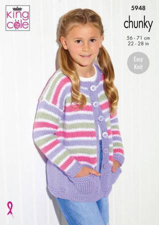 Sweater and Cardigan in King Cole Big Value Chunky (5948)