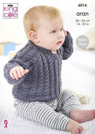 Cardigans and Sweater in King Cole Comfort Aran (6016)