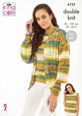 Sweater, Cardigan and Tank Top in King Cole Tropical Beaches DK (6123)