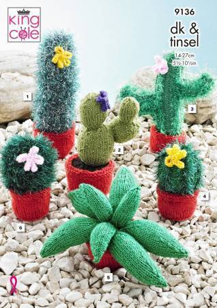 Cacti in King Cole Tinsel, Pricewise DK and Dollymix TK (9136)