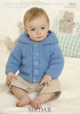 0-7 years Sirdar Knitting Pattern 1884 SNUGGLY SNOWFLAKE CHUNKY JACKET AND HAT