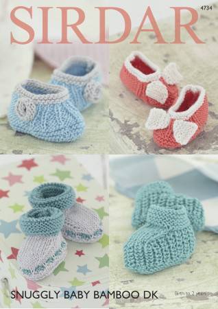 Bootees and Shoes in Sirdar Snuggly Baby Bamboo DK (4734)
