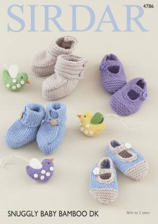 Bootees and Shoes in Sirdar Snuggly Baby Bamboo DK (4786)