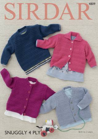 Cardigans and Sweater in Sirdar Snuggly 4 Ply (4809)