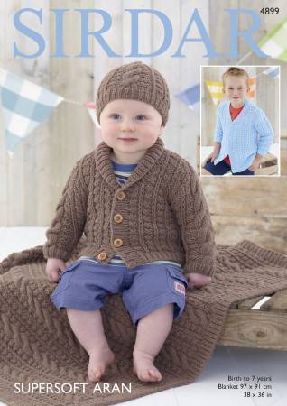 Cardigans, Hat and Blanket in Sirdar Supersoft Aran (4899)