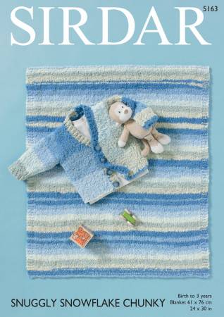 Baby Boy's Cardigan and Blanket in Sirdar Snuggly Snowflake Chunky (5163)