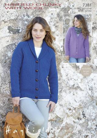 Cardigans in Hayfield Chunky with Wool (7381)