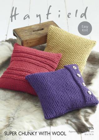 Cushion Covers in Hayfield Super Chunky with Wool (7805)