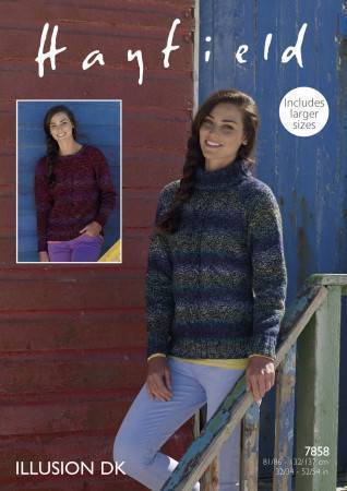 Women's Sweater in Hayfield Illusion DK (7858)