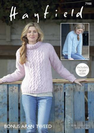 Sweaters in Hayfield Bonus Aran Tweed (7988)