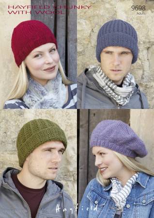 Hats in Hayfield Chunky with Wool (9698)