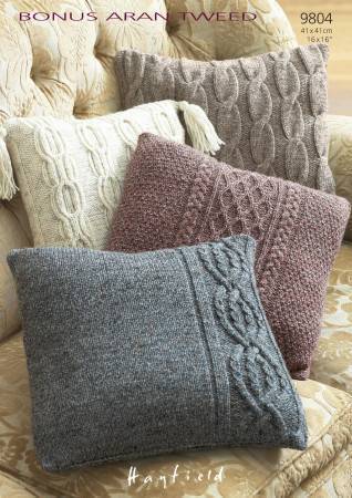 Cushion Covers in Hayfield Bonus Aran Tweed (9804)
