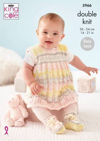 Dress, Cardigan, Hat and Bootees in King Cole Cherish DK (5966)