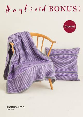 Blanket and Cushion in Hayfield Bonus Aran (10123)