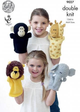 Animal Hand Puppets in King Cole Moments DK and Pricewise DK (9027)
