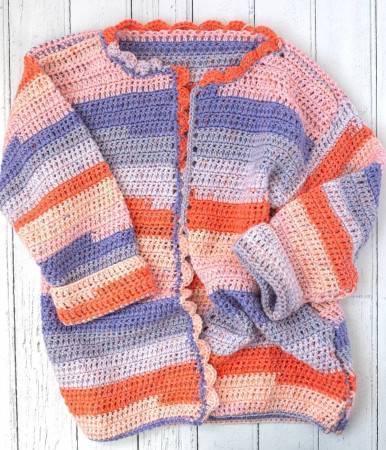 Child's Comfy Crochet Cardigan in Emu Funfair Swirl DK (4001)